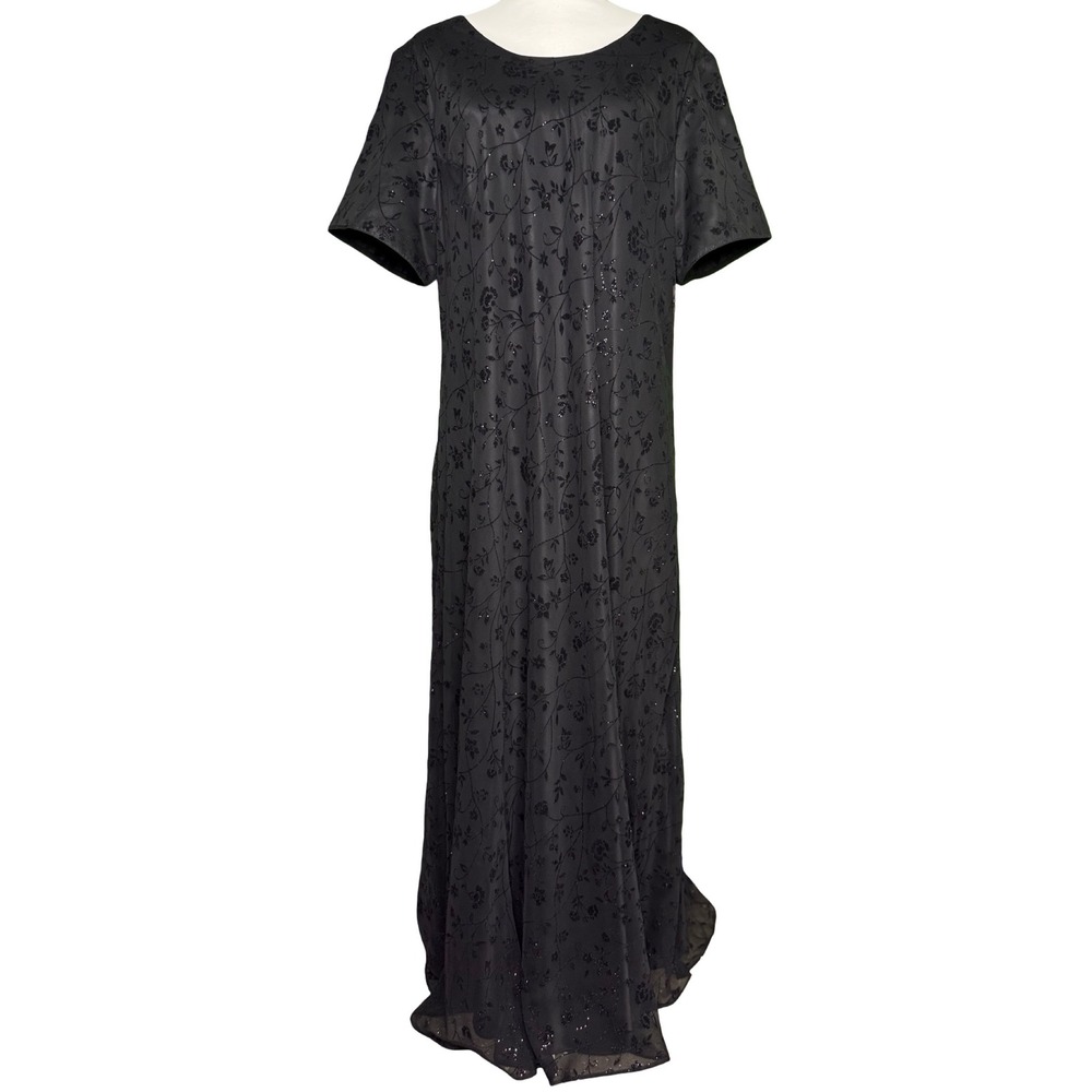 Amanda Smith Woman‎ Dress 18W Whimsigoth Gothic Floral Glitter Maxi NWT
